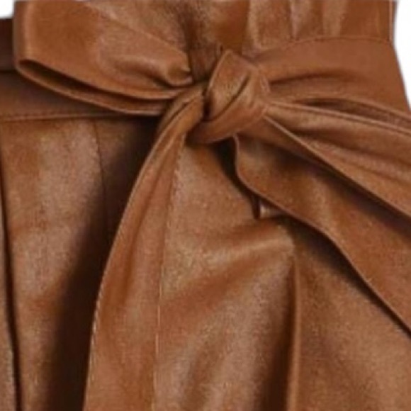 Lucy Paris Faux Leather Paperbag High Waist Ankle Pants Cognac NEW Small - Picture 3 of 7